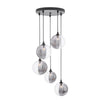 Federico 5 Light Cluster Pendant Black/Smoked & Clear Ribbed Glass picture on the white background