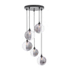 Federico 5 Light Cluster Pendant Black/Smoked & Clear Ribbed Glass with adjustable height
