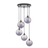 Federico 5 Light Cluster Pendant Black/Smoked Dimpled Glass picture on the white background