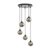 Federico 5 Light Cluster Pendant Black/Smoked Glass made in a modern design