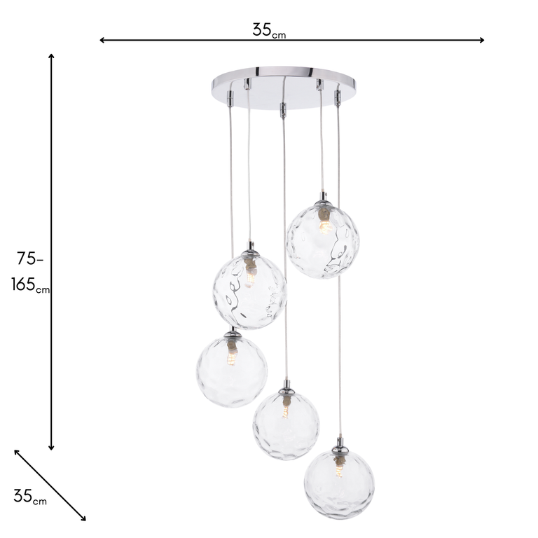Federico 5 Light Cluster Pendant Chrome/Dimpled Glass - Lighting for Home