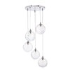 Federico 5 Light Cluster Pendant Chrome/Dimpled Glass with clear dimpled glass shades