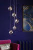 Federico 5 Light Cluster Pendant Chrome/Dimpled Glass perfect for modern interiors