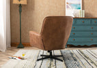 Felicia Swivel Accent Chair Tan life style back view photo 