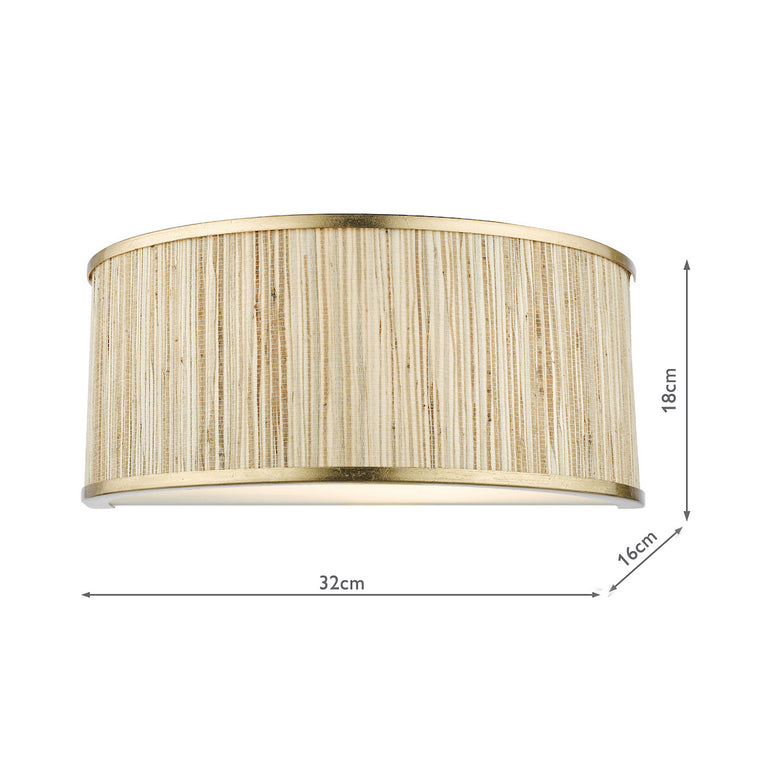 Fenella 2 Light Wall Light Gold Leaf and Seagrass - Home Lighting Collection
