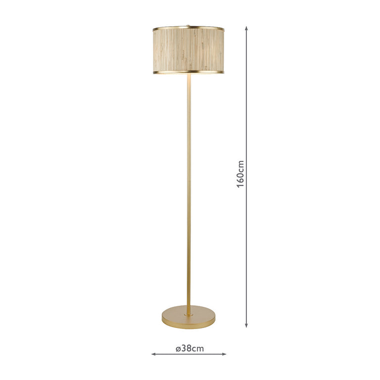 Fenella 3 Light Floor Lamp Gold Leaf - Seagrass Shade Lighting Collection