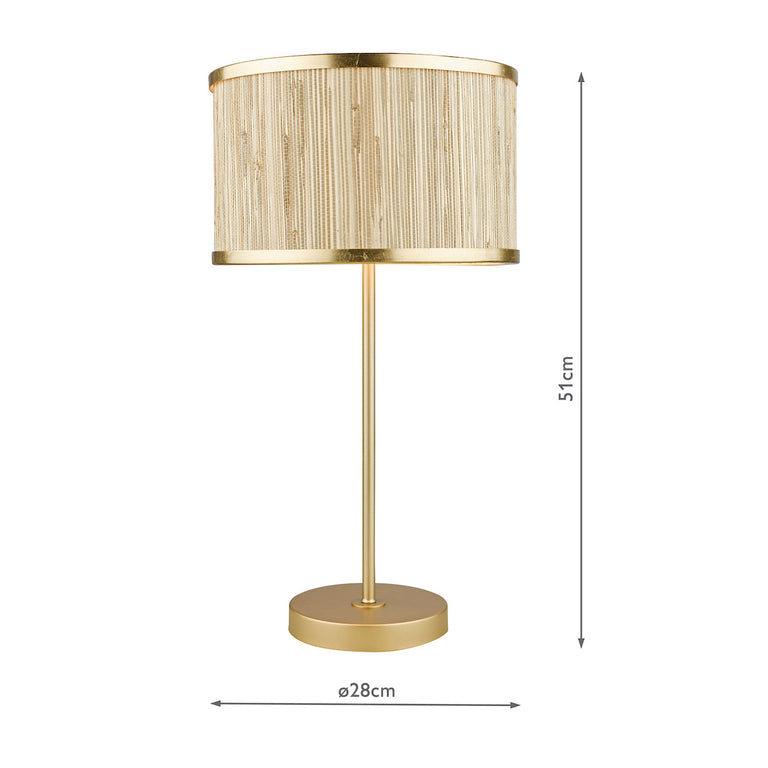 Fenella Table Lamp Gold Leaf With Seagrass Shade - Table Lamp for Home Decor