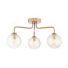 Feya 3 Light Semi-Flush Antique Bronze With Twisted Amber Glass picture with turned on light