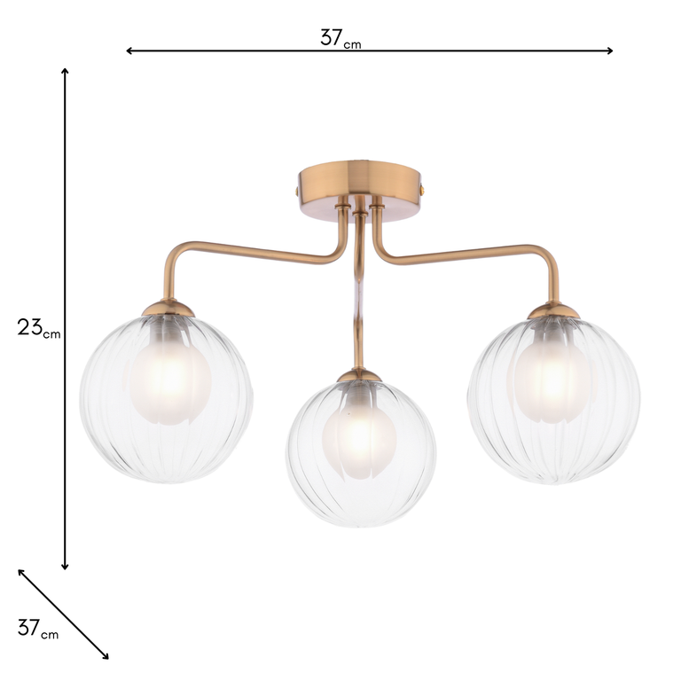 Feya 3 Light Semi-Flush Bronze/Clear/Opal Glass - Ceiling Mount Light