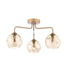 Feya 3 Light Semi Flush Bronze/Organic Amber Glass perfect for low ceiling