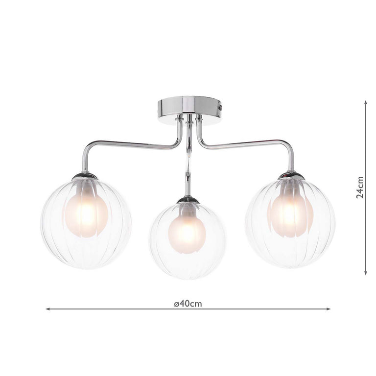 Feya 3 Light Semi Flush Chrome/Clear Opal Glass - Home Decor Lighting
