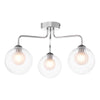 Feya 3 Light Semi Flush Polished Chrome With Clear/Opal Glass picture with switched on light