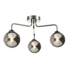 Feya 3 Light Semi Flush Polished Chrome With Smoked Glass picture with switched on light