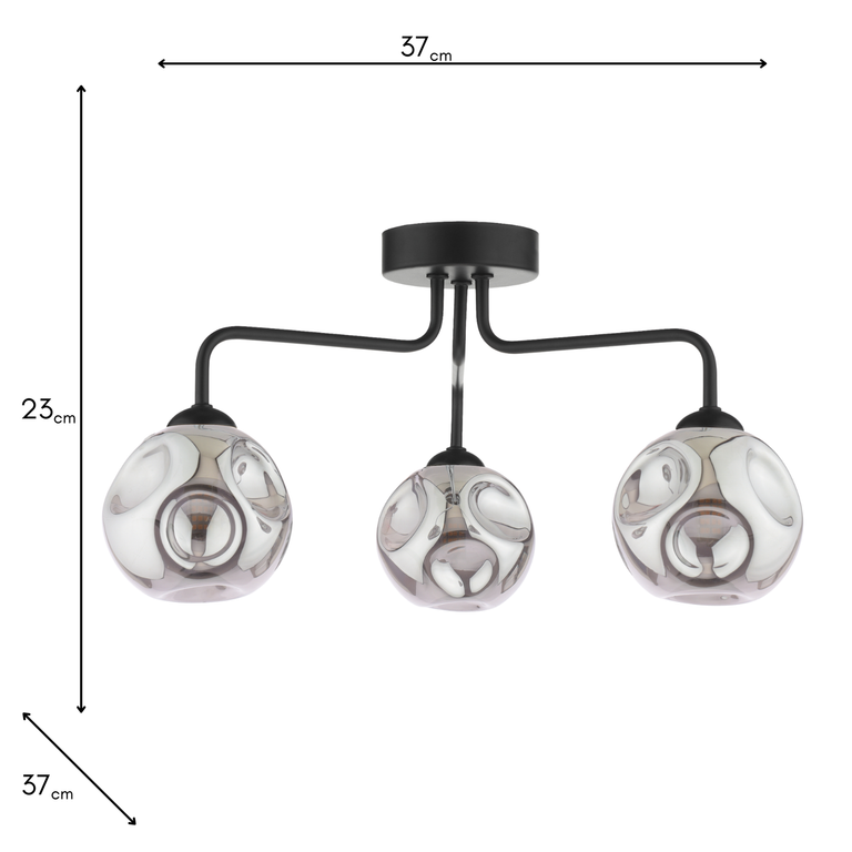 Feya 3 Light Semi-Flush Ceiling Light – Matt Black Lighting