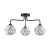 Feya 3 Light Semi Flush Matt Black With Closed Organic Smoked Glass picture with turned on light