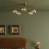 Feya 5 Light Semi Flush Antique Bronze With Organic Amber Glass life style picture