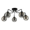 Feya 5 Light Semi Flush Matt Black With Smoked Glass perfect for low ceiling