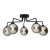 Feya 5 Light Semi Flush Matt Black With Smoked Glass picture with switched on light 