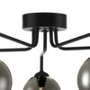 Feya 5 Light Semi Flush Matt Black With Smoked Glass close view picture of the fixure