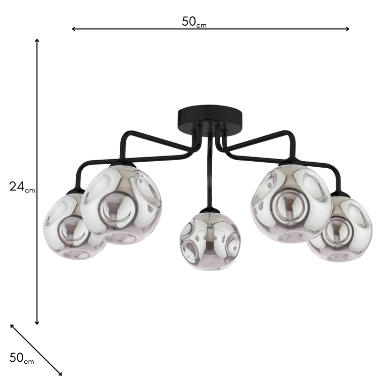 Feya 5 Light Semi-Flush Ceiling Light – Matt Black Lighting