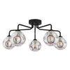 Feya 5 Light Semi Flush Matt Black With Closed Organic Smoked Glass picture with turned on light
