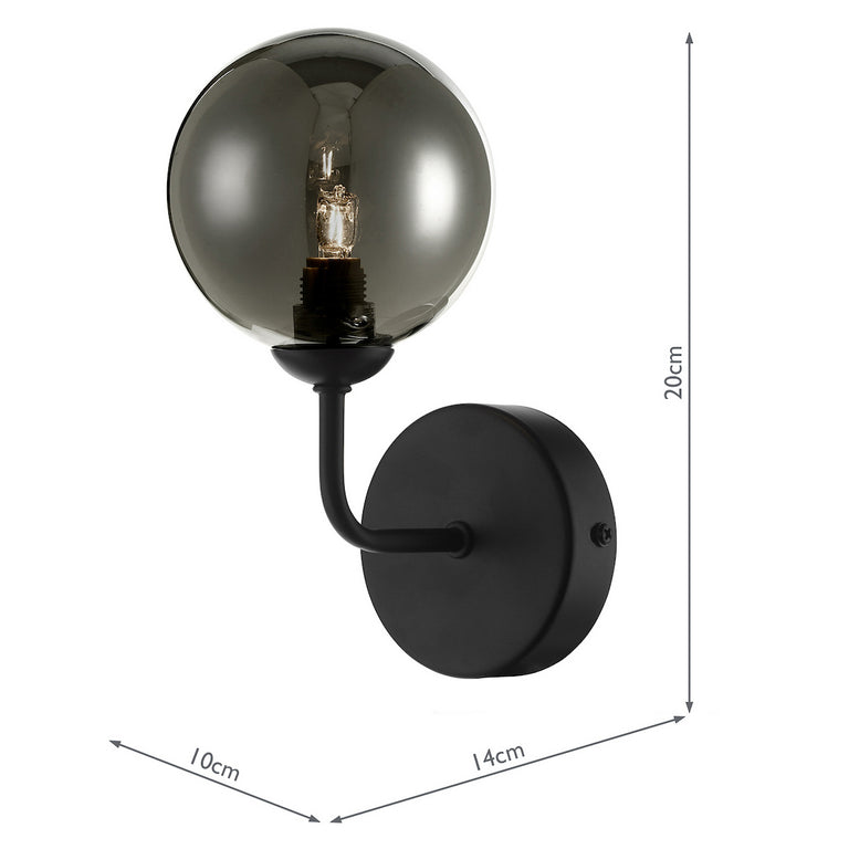 Feya Wall Light Black/Smoked Glass - Modern Wall Lamp Collection