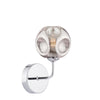 Feya Wall Light Polished Chrome With Closed Organic Smoked Glass picture with turned on light