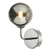 Feya Wall Light Polished Chrome With Smoked Glass picture with switched on light