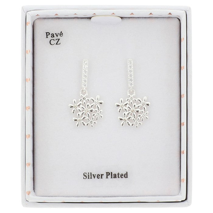 Filigree Circle Flowers Silver Plated Earrings - Stud & Drop Earrings