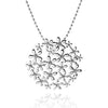 Filigree Circle Flowers Silver Plated Necklace close view picture of the desin