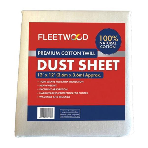 Fleetwood 12' x 12' Premier Cotton Dust Sheet photo on the white background