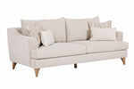 Fletcher 3 Seater Sofa in Cream with loose back cushions and piping