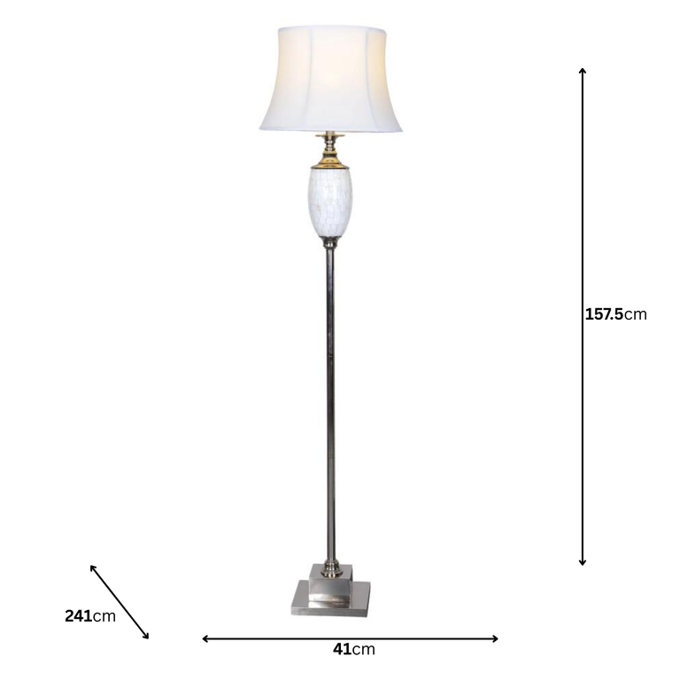 Floor Lamp with Pearl-Effect Mosaic Body & Polished Chrome Accents | Lighting Collection Home Decor