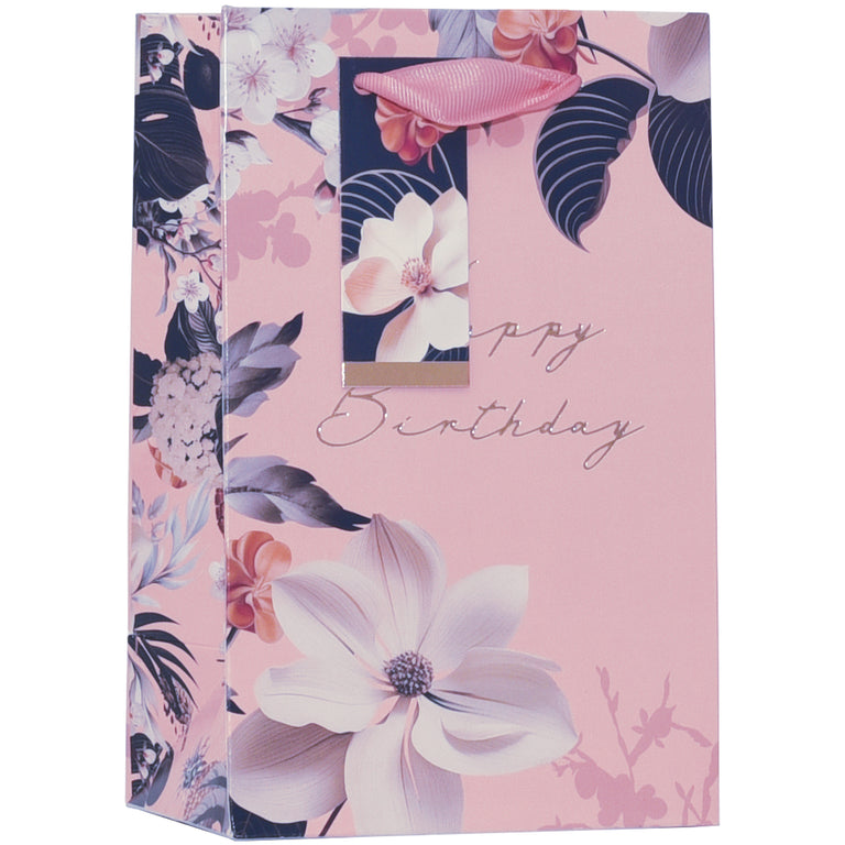 Floral Happy Birthday Gift Bag Small - Floral Happy Birthday Design