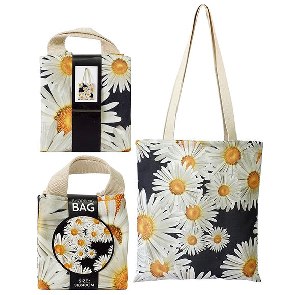 Stylish tote bag with daisy print for everyday use

