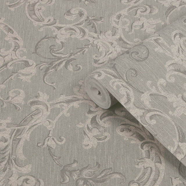 Boutique Florentine Wallpaper Shadow - Floral Scroll Wall Covering Decor