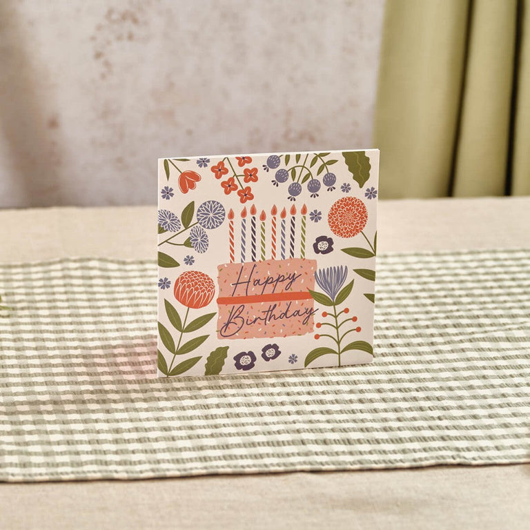 Flourish & Foliage Happy Birthday Cake Card