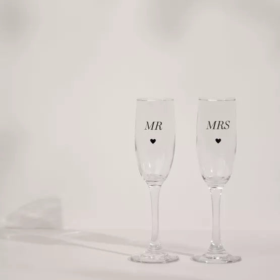 Amore Champagne Flutes Set of 2 - Mr & Mrs