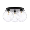 Foley 3 Light Flush Matt Black With Clear Dimpled Glass flush mount ceiling light