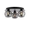 Foley 3 Light Flush Matt Black With Closed Organic Smoked Glass flush mount ceiling light