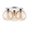 Foley 3 Light Flush Polished Chrome With Twisted Amber Glass flush ceiling light