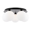 Foley 5 Light Flush Matt Black With Opal Glass with white opal glass shades