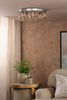 Foley 5 Light Flush Polished Chrome With Closed Organic Amber Glass perfect for a low ceiling rooms