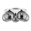Foley 5 Light Flush Polished Chrome With Smoked Dimpled Glass picture with turned on light on the white background