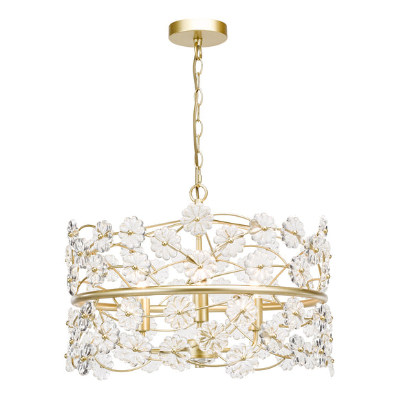 Elegant chandeliers Fonda 3 Light Pendant in satin gold

