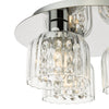 Forseti 3 Light Bathroom Flush Light Polished Chrome and Glass IP44 close view picture of the lamp shade with crystals inside