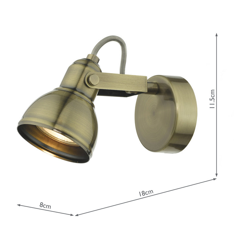 Fothergill Single Wall Spotlight Antique Brass - Wall Lamp Collection