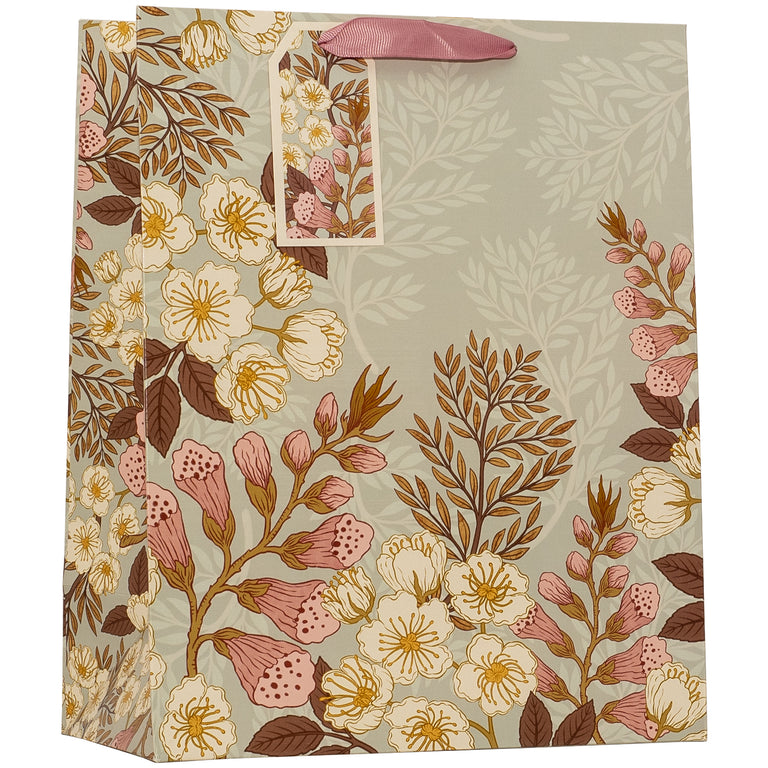 Foxglove Floral Gift Bag Large - Sage Floral Giftware Collection