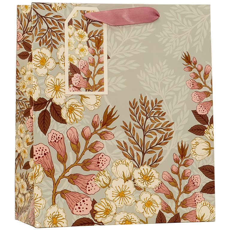 Foxglove Floral Gift Bag Medium - Medium Sage Gift Bag