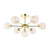 Cohen 7 Light Semi Flush Polished Gold With Closed Organic Amber Glass picture with turned on light on the white background